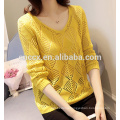 PK17ST427 leaf pattern wholesale crochet pullover woman sweater